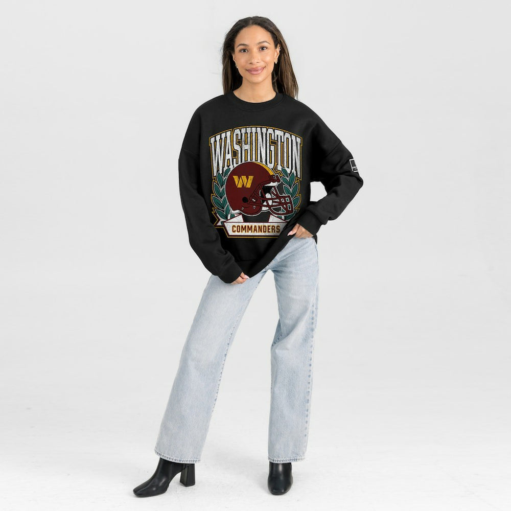 Washington Commanders Gameday Couture Women's Oversized Victory Lane Black Label Premium Fleece Sweatshirt | NFL Discount