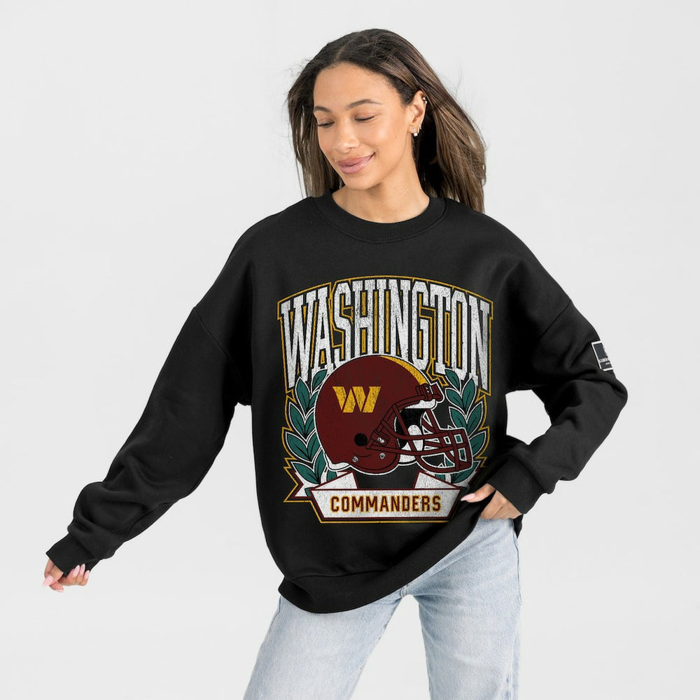 Washington Commanders Gameday Couture Women's Oversized Victory Lane Black Label Premium Fleece Sweatshirt | NFL Discount