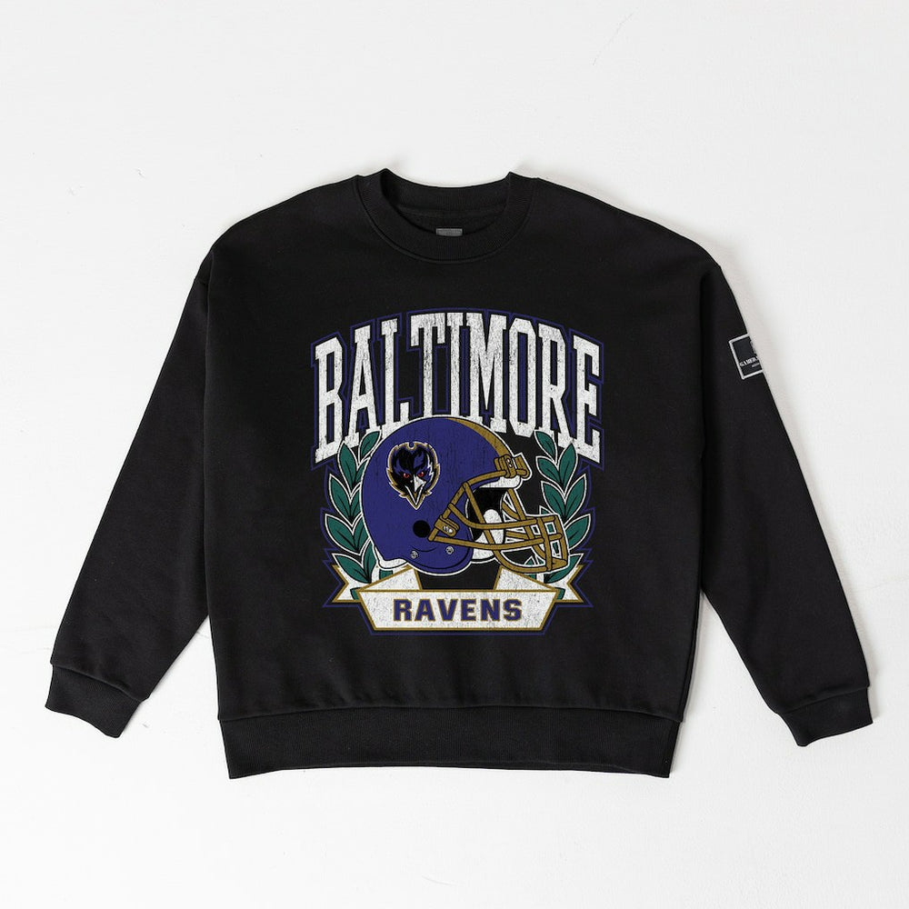 Baltimore Ravens Gameday Couture Women's Oversized Victory Lane Black Label Premium Fleece Sweatshirt | NFL Outlet