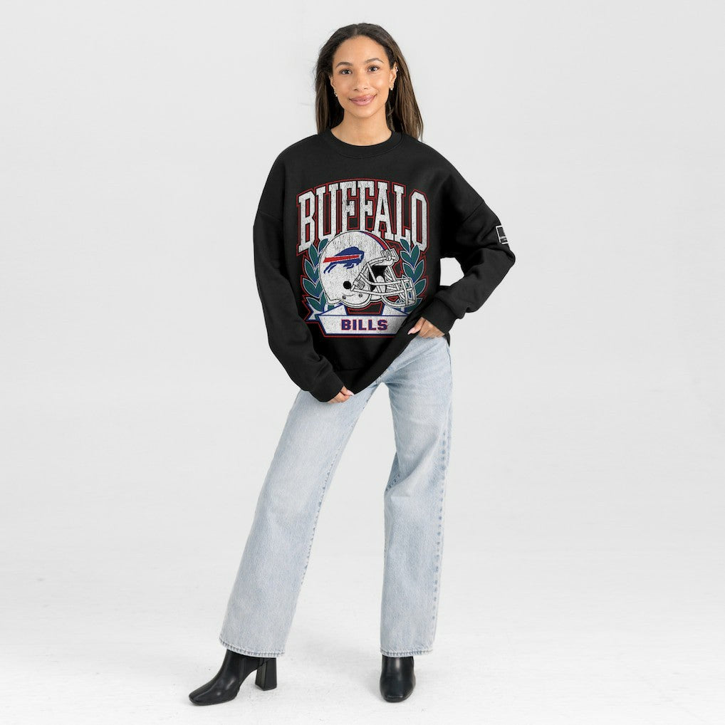 Buffalo Bills Gameday Couture Women's Oversized Victory Lane Black Label Premium Fleece Sweatshirt | NFL US