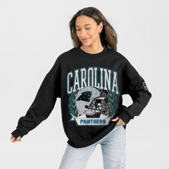 Carolina Panthers Gameday Couture Women's Oversized Victory Lane Black Label Premium Fleece Sweatshirt | NFL Hot