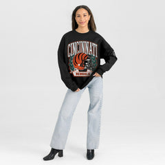 Cincinnati Bengals Gameday Couture Women's Oversized Victory Lane Black Label Premium Fleece Sweatshirt | NFL Online