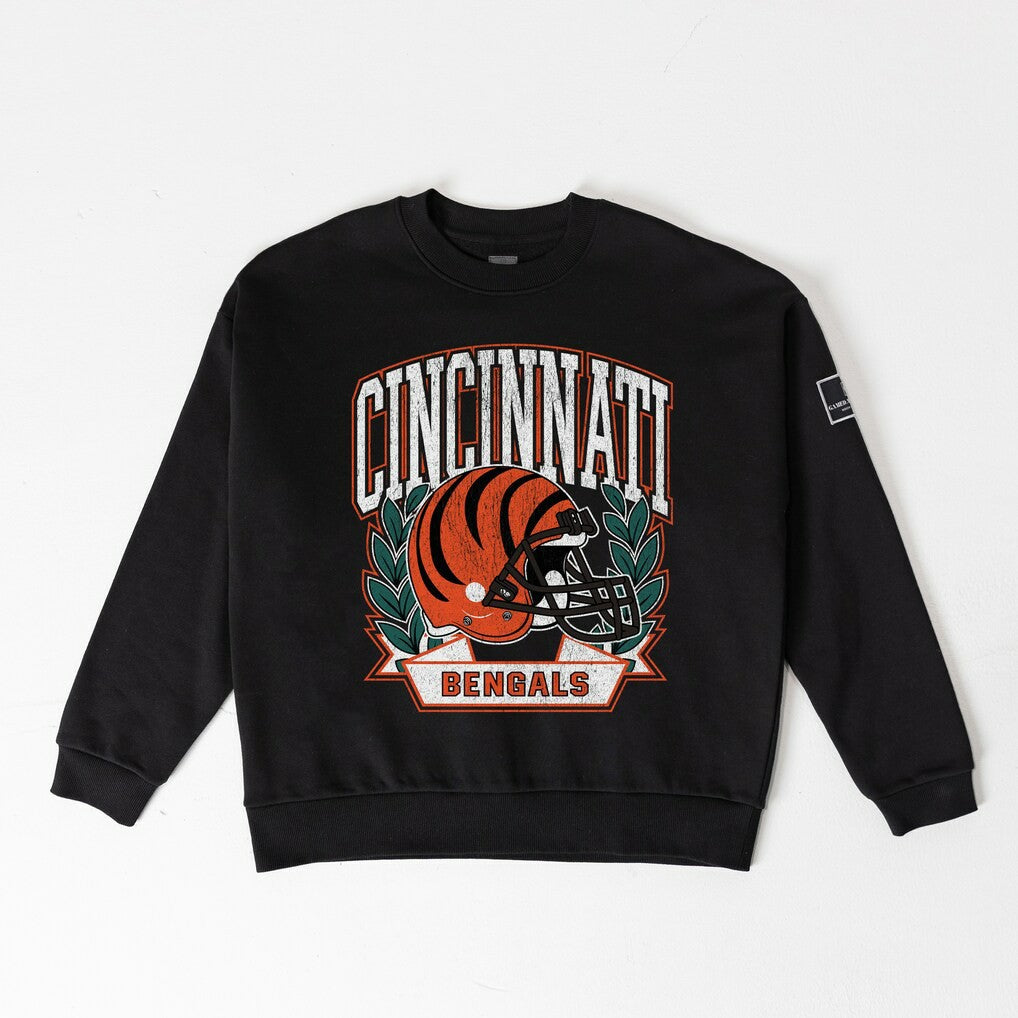 Cincinnati Bengals Gameday Couture Women's Oversized Victory Lane Black Label Premium Fleece Sweatshirt | NFL Online