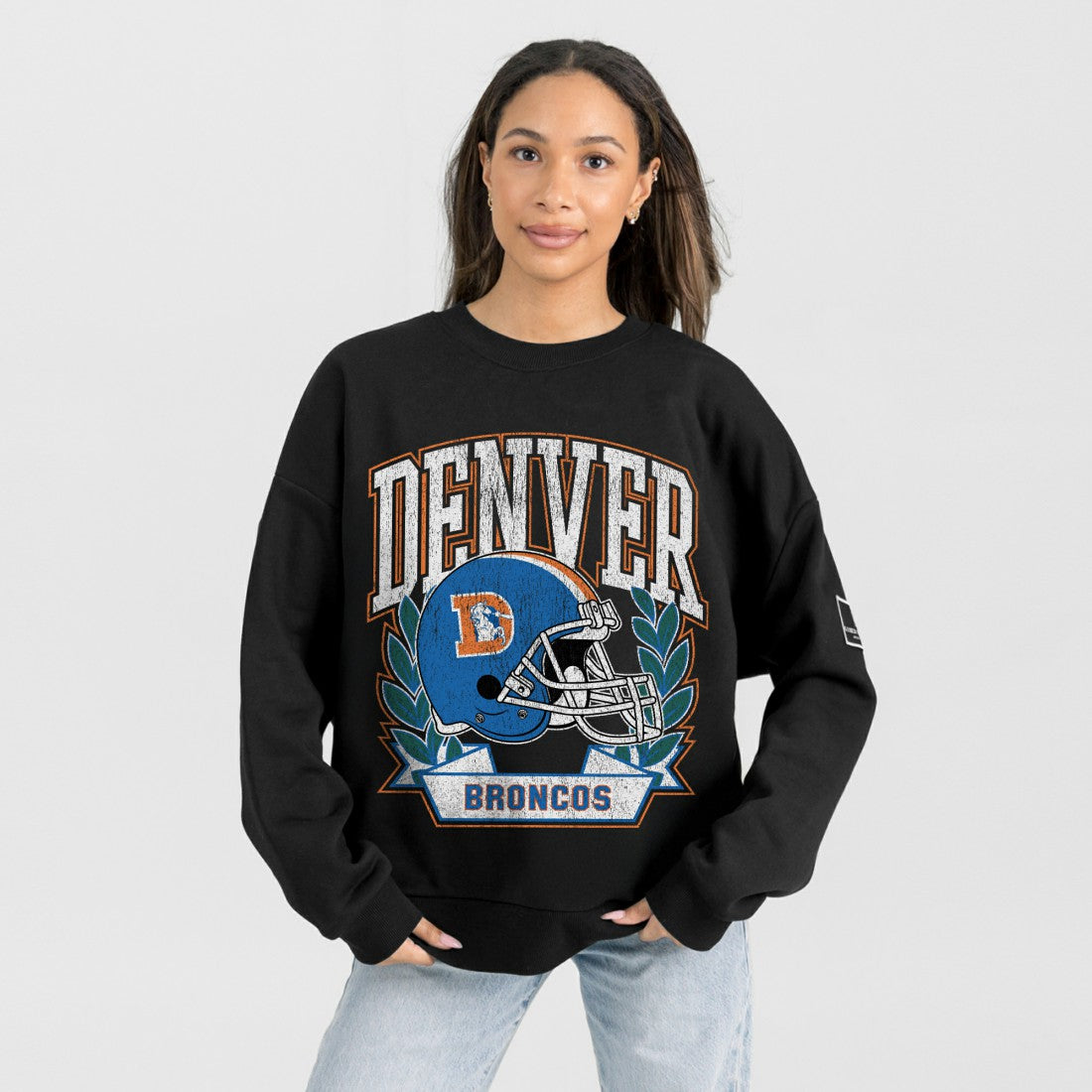 Denver Broncos Gameday Couture Women's Oversized Victory Lane Black Label Premium Fleece Sweatshirt | NFL Outlet