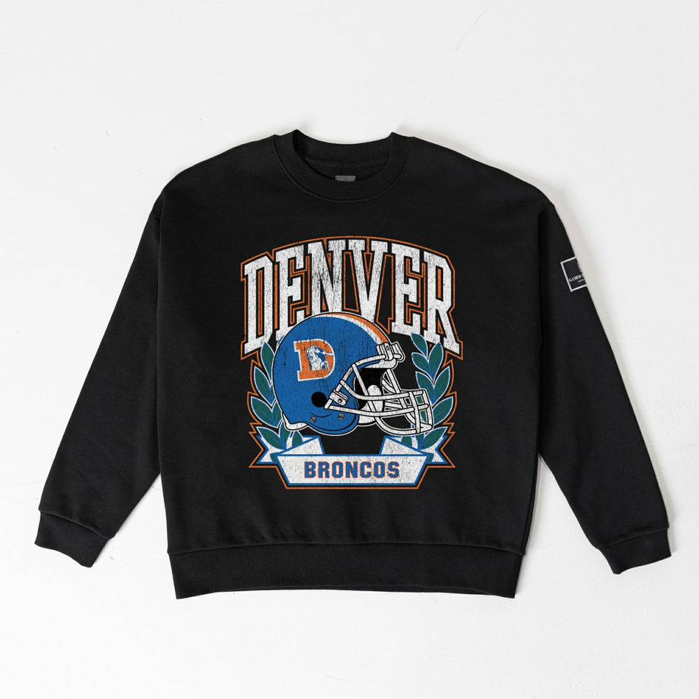 Denver Broncos Gameday Couture Women's Oversized Victory Lane Black Label Premium Fleece Sweatshirt | NFL Outlet