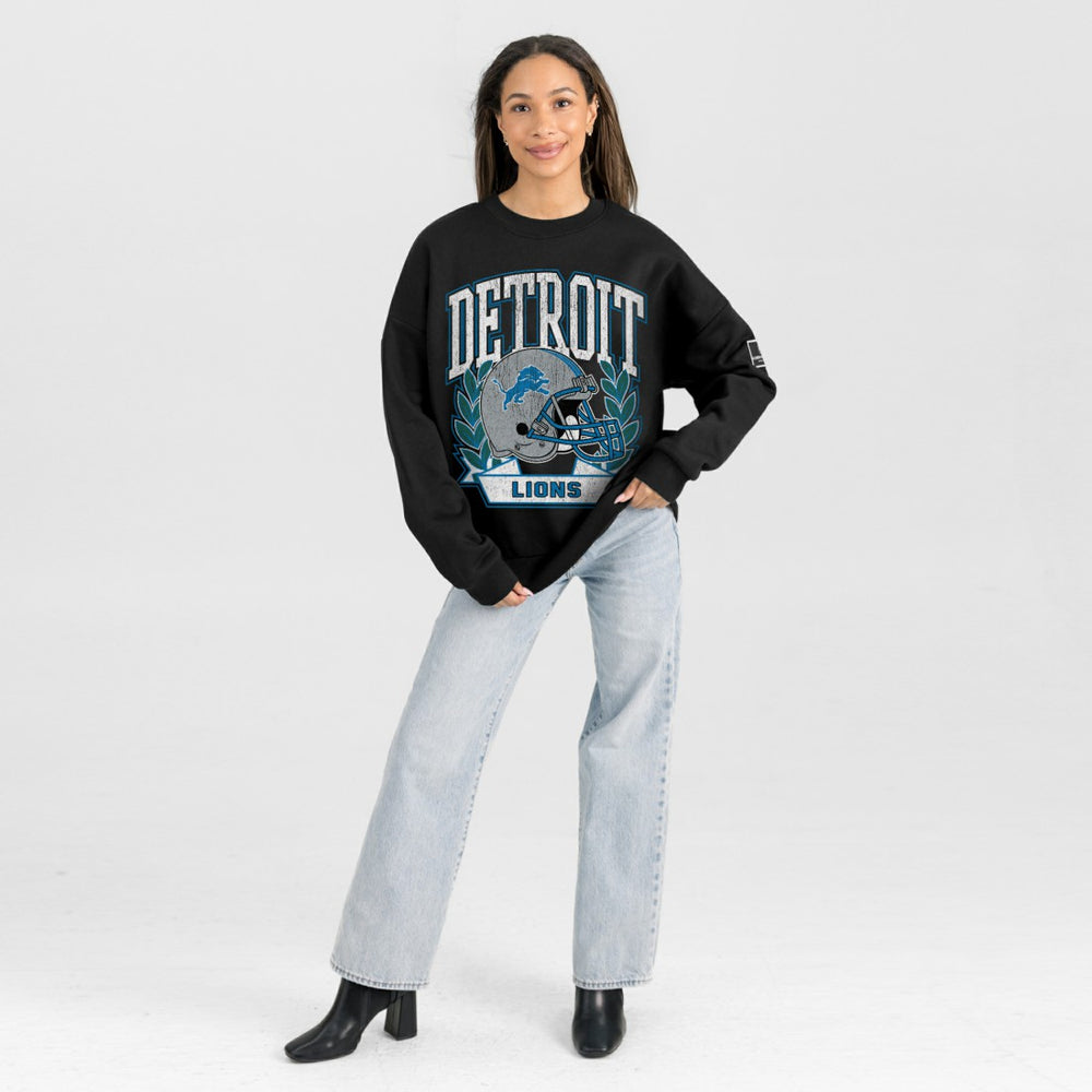 Detroit Lions Gameday Couture Women's Oversized Victory Lane Black Label Premium Fleece Sweatshirt | NFL Sale