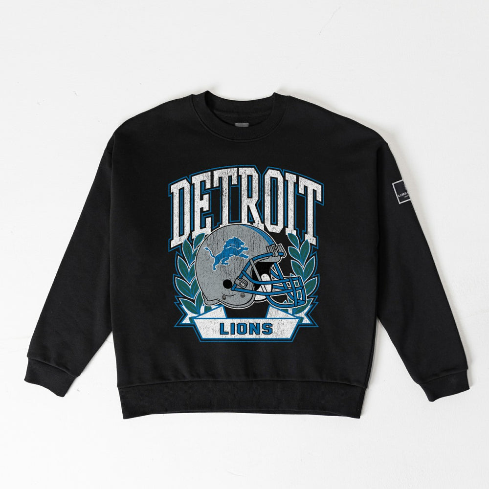 Detroit Lions Gameday Couture Women's Oversized Victory Lane Black Label Premium Fleece Sweatshirt | NFL Sale