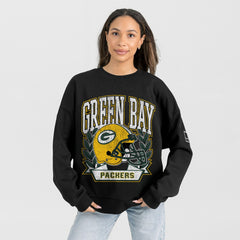 Green Bay Packers Gameday Couture Women's Oversized Victory Lane Black Label Premium Fleece Sweatshirt | NFL Discount