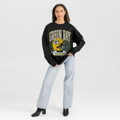 Green Bay Packers Gameday Couture Women's Oversized Victory Lane Black Label Premium Fleece Sweatshirt | NFL Discount