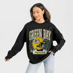 Green Bay Packers Gameday Couture Women's Oversized Victory Lane Black Label Premium Fleece Sweatshirt | NFL Discount