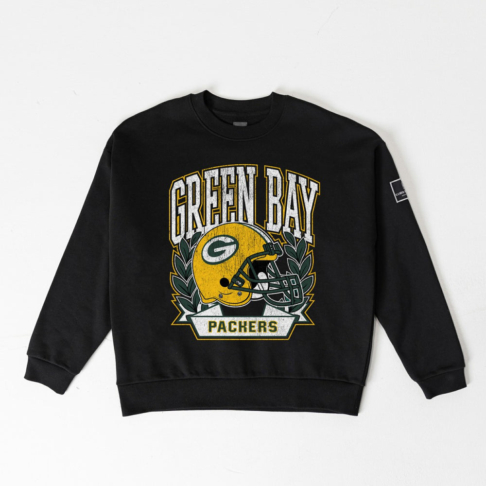 Green Bay Packers Gameday Couture Women's Oversized Victory Lane Black Label Premium Fleece Sweatshirt | NFL Discount