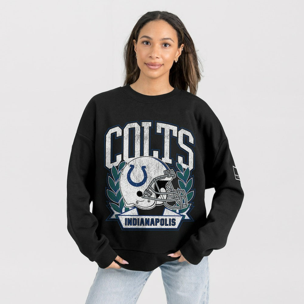 Indianapolis Colts Gameday Couture Women's Oversized Victory Lane Black Label Premium Fleece Sweatshirt | NFL Discount