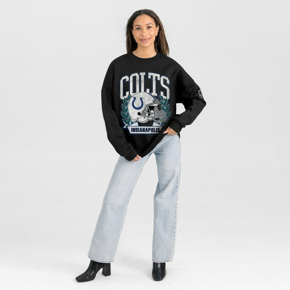 Indianapolis Colts Gameday Couture Women's Oversized Victory Lane Black Label Premium Fleece Sweatshirt | NFL Discount