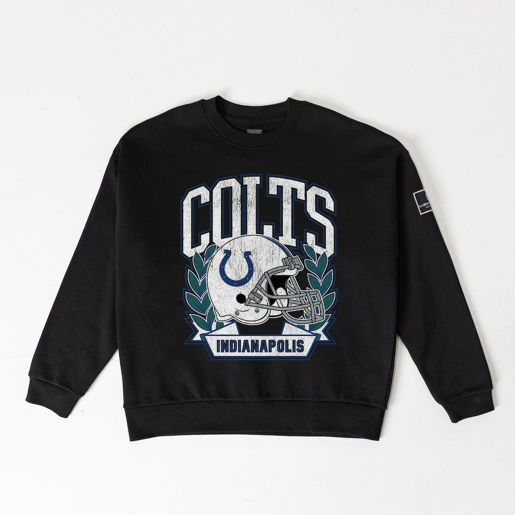 Indianapolis Colts Gameday Couture Women's Oversized Victory Lane Black Label Premium Fleece Sweatshirt | NFL Discount