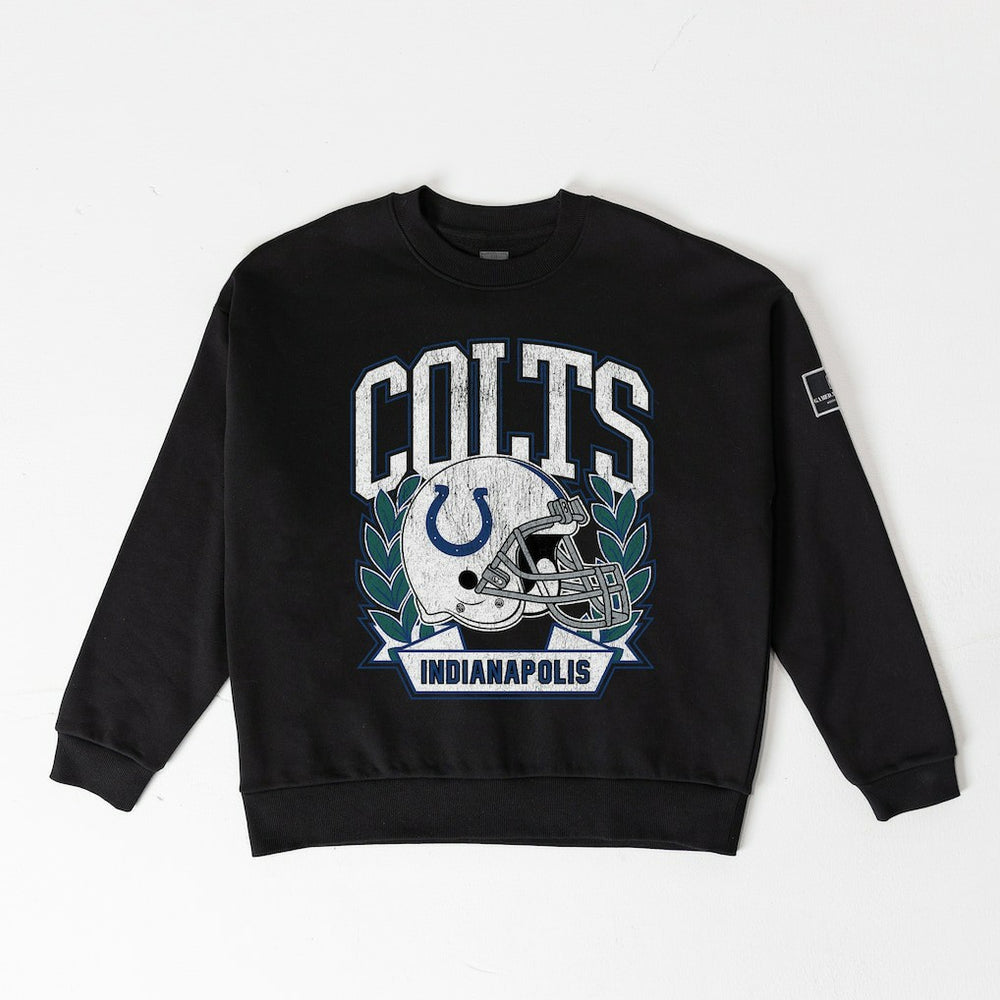 Indianapolis Colts Gameday Couture Women's Oversized Victory Lane Black Label Premium Fleece Sweatshirt | NFL Discount