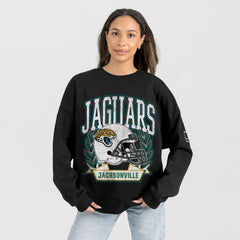Jacksonville Jaguars Gameday Couture Women's Oversized Victory Lane Black Label Premium Fleece Sweatshirt | NFL US