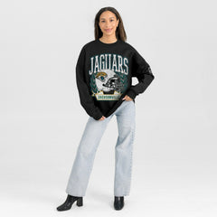 Jacksonville Jaguars Gameday Couture Women's Oversized Victory Lane Black Label Premium Fleece Sweatshirt | NFL US