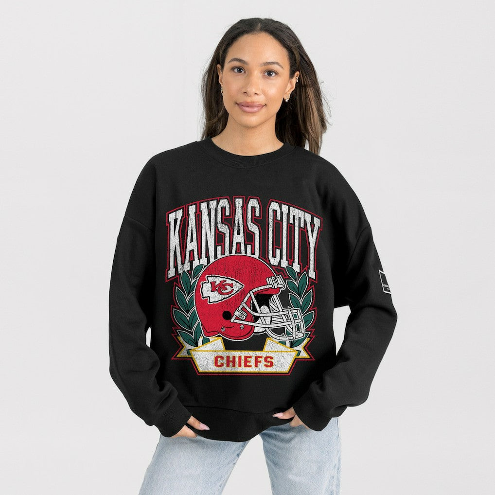 Kansas City Chiefs Gameday Couture Women's Oversized Victory Lane Black Label Premium Fleece Sweatshirt | NFL Outlet