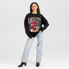 Kansas City Chiefs Gameday Couture Women's Oversized Victory Lane Black Label Premium Fleece Sweatshirt | NFL Outlet