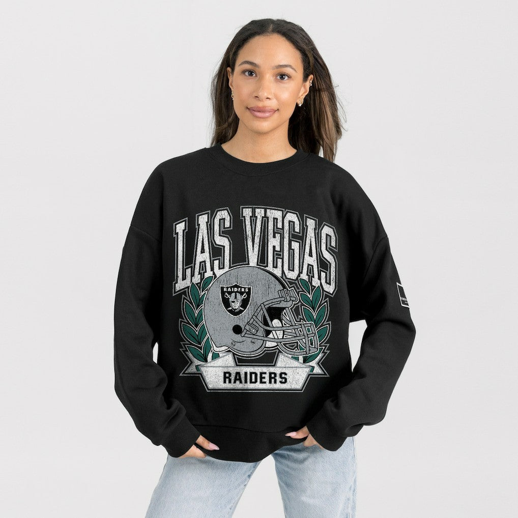 Las Vegas Raiders Gameday Couture Women's Oversized Victory Lane Black Label Premium Fleece Sweatshirt | NFL On sale