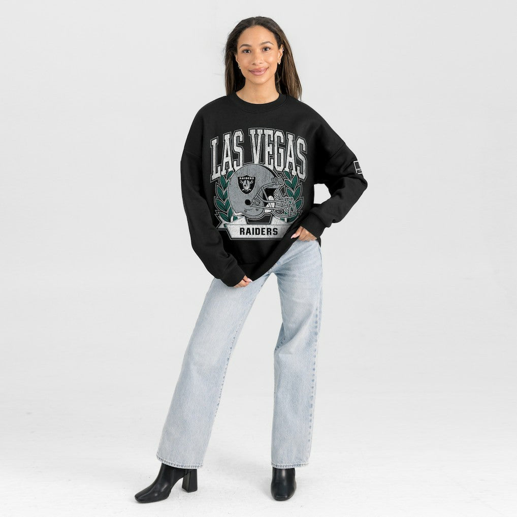 Las Vegas Raiders Gameday Couture Women's Oversized Victory Lane Black Label Premium Fleece Sweatshirt | NFL On sale