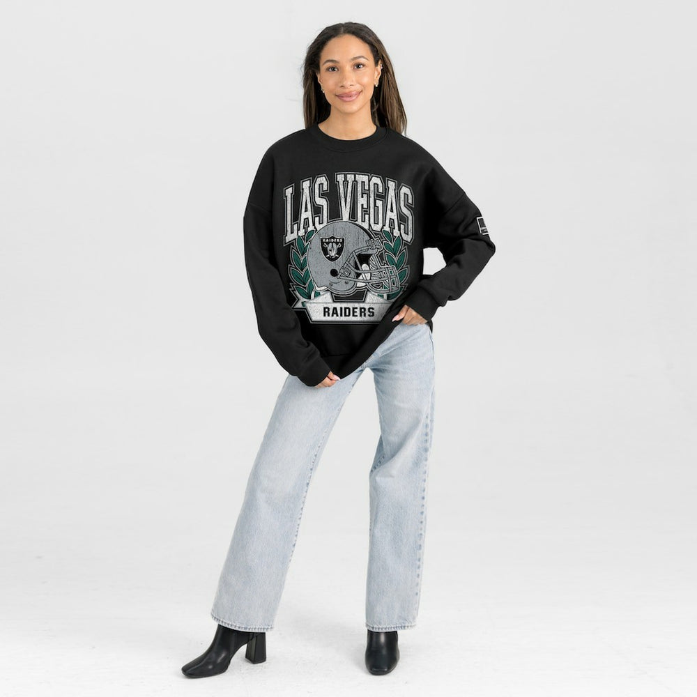 Las Vegas Raiders Gameday Couture Women's Oversized Victory Lane Black Label Premium Fleece Sweatshirt | NFL On sale