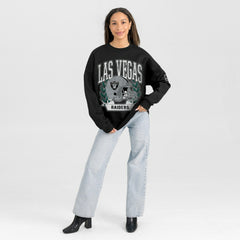 Las Vegas Raiders Gameday Couture Women's Oversized Victory Lane Black Label Premium Fleece Sweatshirt | NFL On sale