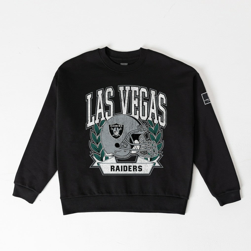 Las Vegas Raiders Gameday Couture Women's Oversized Victory Lane Black Label Premium Fleece Sweatshirt | NFL On sale