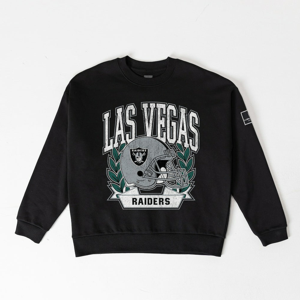 Las Vegas Raiders Gameday Couture Women's Oversized Victory Lane Black Label Premium Fleece Sweatshirt | NFL On sale