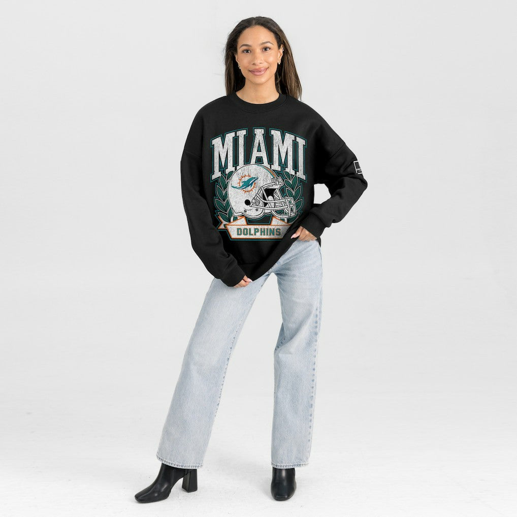Miami Dolphins Gameday Couture Women's Oversized Victory Lane Black Label Premium Fleece Sweatshirt | NFL Near me