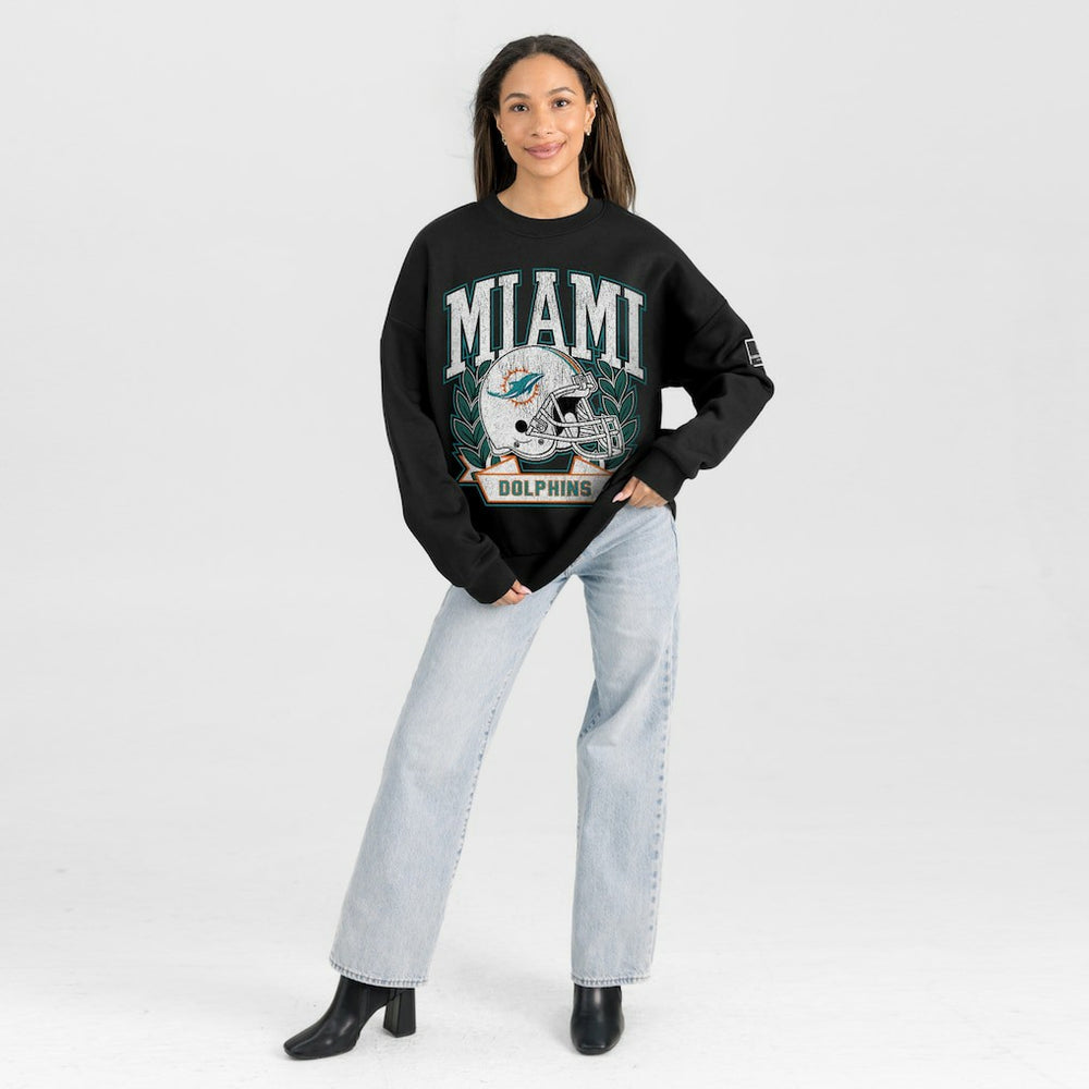 Miami Dolphins Gameday Couture Women's Oversized Victory Lane Black Label Premium Fleece Sweatshirt | NFL Near me