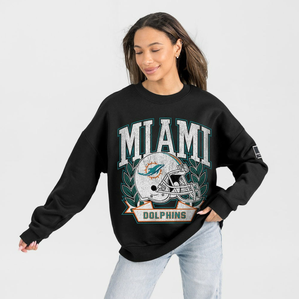 Miami Dolphins Gameday Couture Women's Oversized Victory Lane Black Label Premium Fleece Sweatshirt | NFL Near me