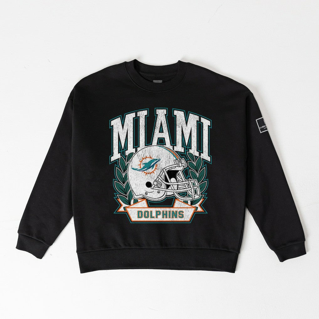 Miami Dolphins Gameday Couture Women's Oversized Victory Lane Black Label Premium Fleece Sweatshirt | NFL Near me