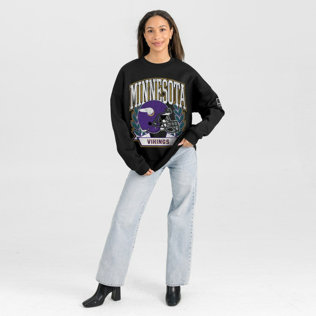 Minnesota Vikings Gameday Couture Women's Oversized Victory Lane Black Label Premium Fleece Sweatshirt | NFL Discount