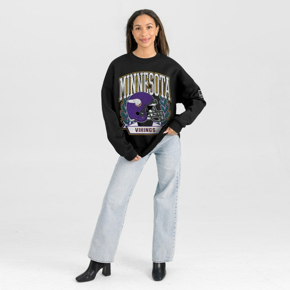 Minnesota Vikings Gameday Couture Women's Oversized Victory Lane Black Label Premium Fleece Sweatshirt | NFL Discount