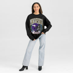 Minnesota Vikings Gameday Couture Women's Oversized Victory Lane Black Label Premium Fleece Sweatshirt | NFL Discount