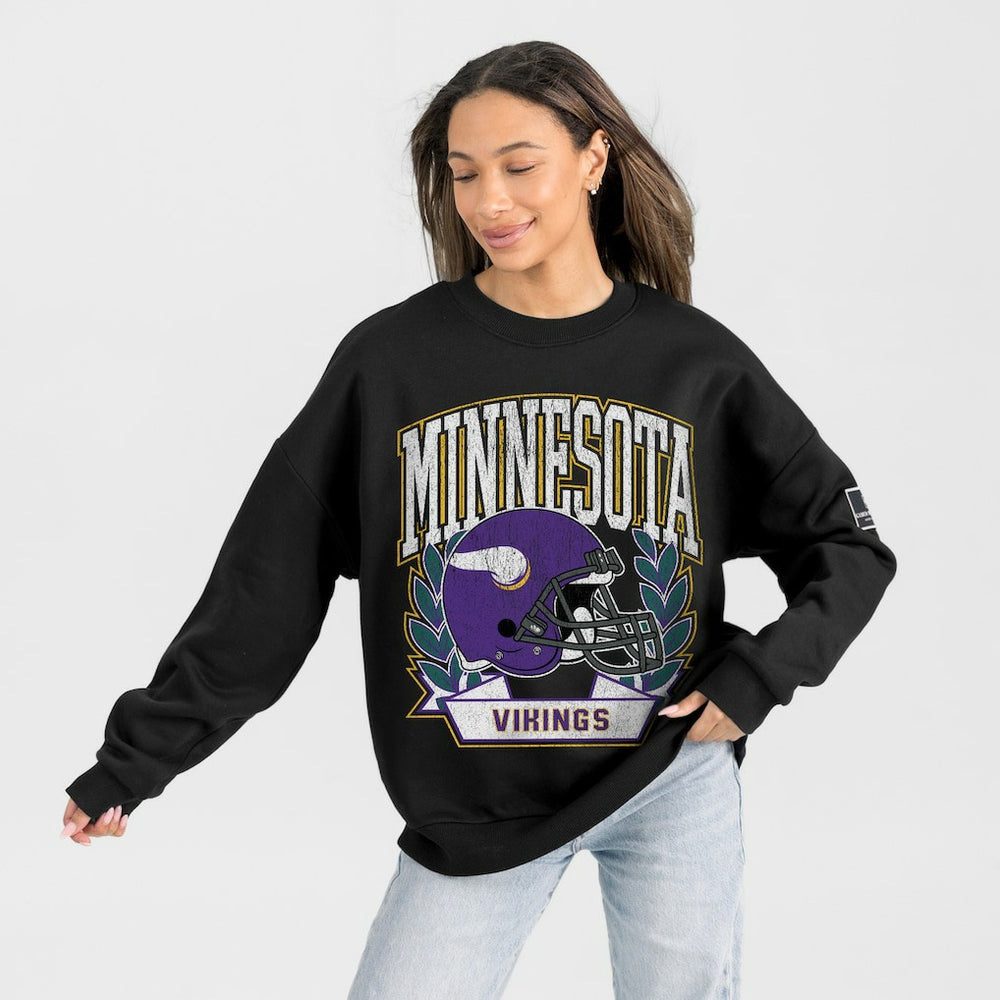 Minnesota Vikings Gameday Couture Women's Oversized Victory Lane Black Label Premium Fleece Sweatshirt | NFL Discount