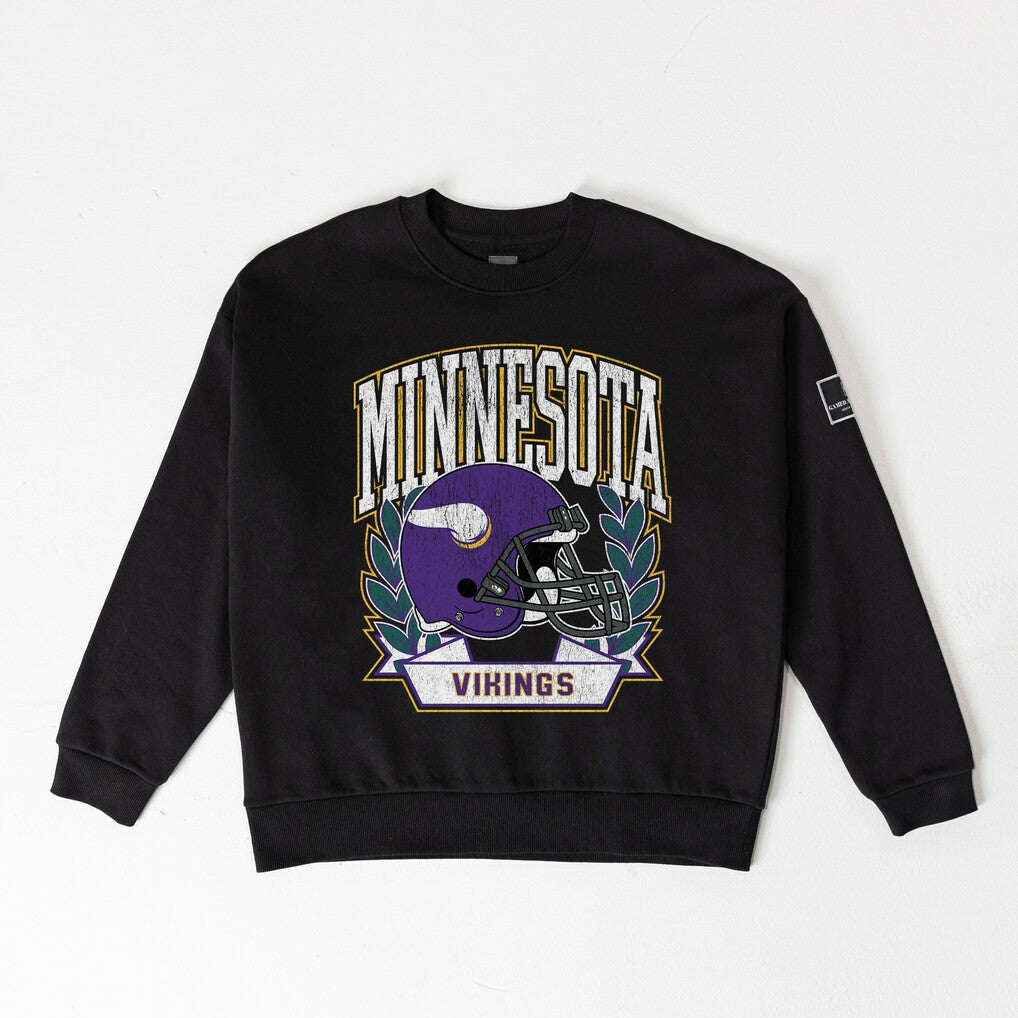 Minnesota Vikings Gameday Couture Women's Oversized Victory Lane Black Label Premium Fleece Sweatshirt | NFL Discount