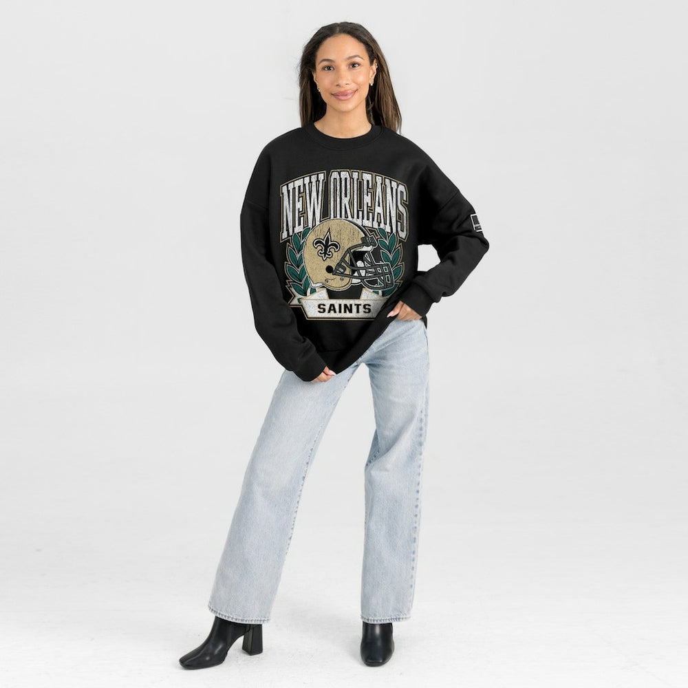 New Orleans Saints Gameday Couture Women's Oversized Victory Lane Black Label Premium Fleece Sweatshirt | NFL Near me