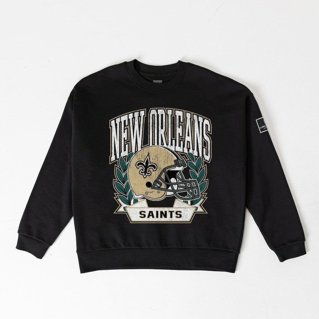 New Orleans Saints Gameday Couture Women's Oversized Victory Lane Black Label Premium Fleece Sweatshirt | NFL Near me