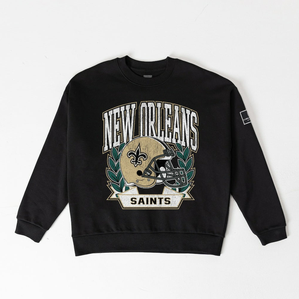 New Orleans Saints Gameday Couture Women's Oversized Victory Lane Black Label Premium Fleece Sweatshirt | NFL Near me
