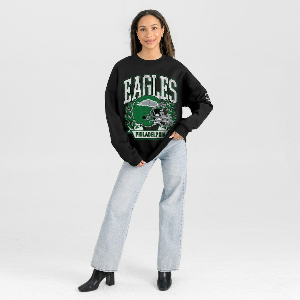 Philadelphia Eagles Gameday Couture Women's Oversized Victory Lane Black Label Premium Fleece Sweatshirt | NFL Online