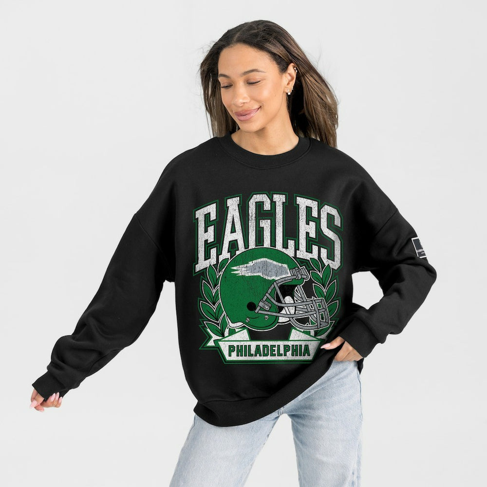 Philadelphia Eagles Gameday Couture Women's Oversized Victory Lane Black Label Premium Fleece Sweatshirt | NFL Online