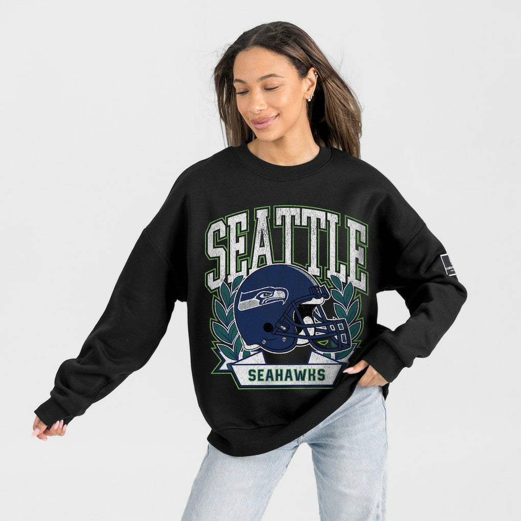 Seattle Seahawks Gameday Couture Women's Oversized Victory Lane Black Label Premium Fleece Sweatshirt | NFL New