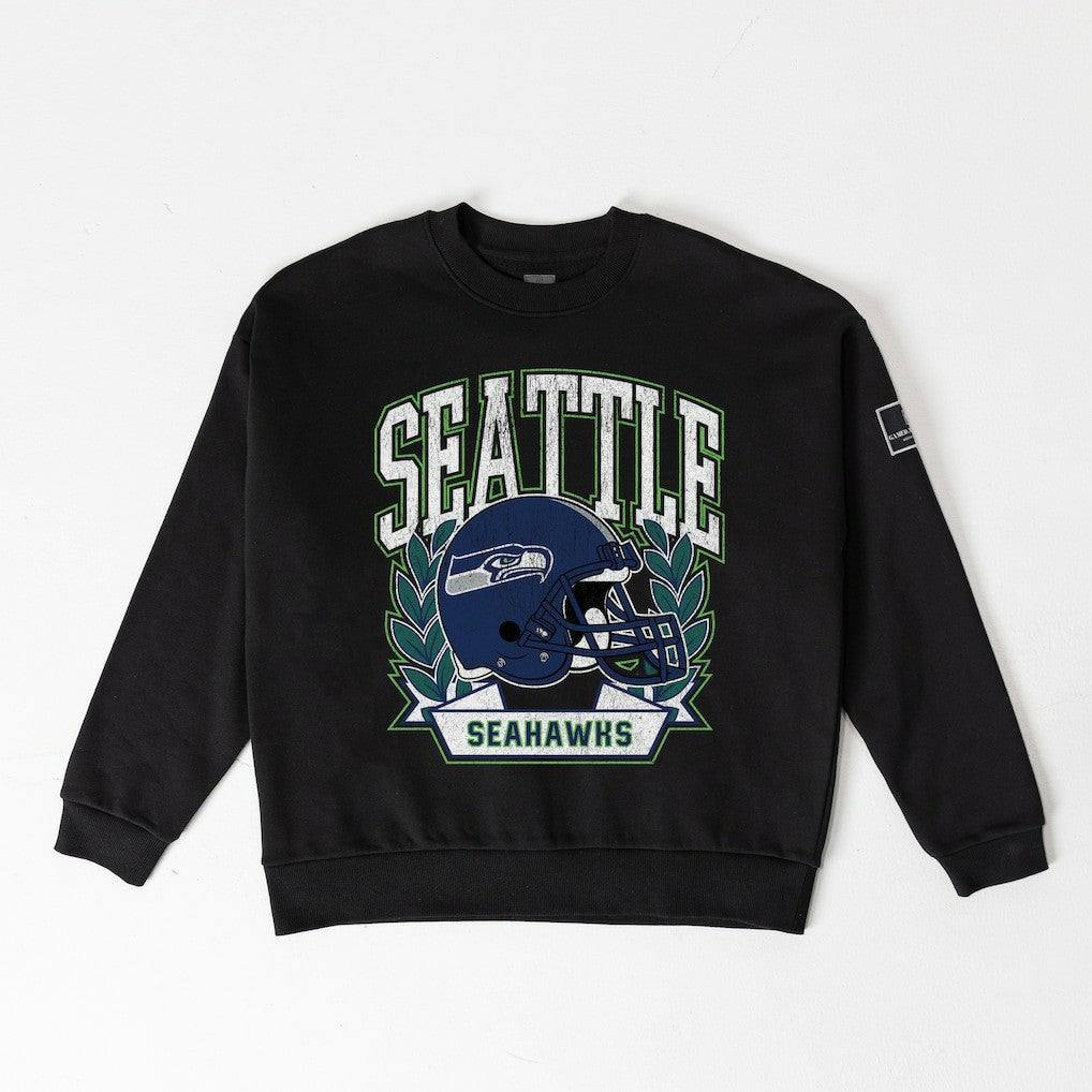 Seattle Seahawks Gameday Couture Women's Oversized Victory Lane Black Label Premium Fleece Sweatshirt | NFL New