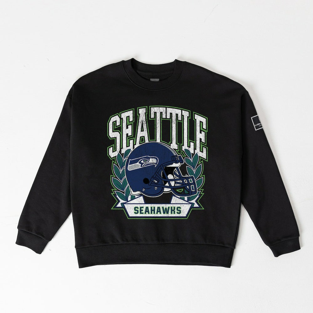 Seattle Seahawks Gameday Couture Women's Oversized Victory Lane Black Label Premium Fleece Sweatshirt | NFL New