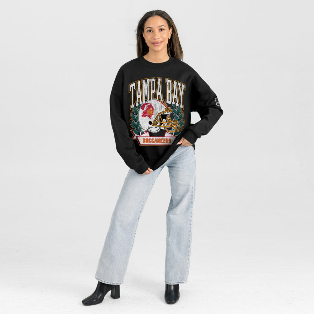 Tampa Bay Buccaneers Gameday Couture Women's Oversized Victory Lane Black Label Premium Fleece Sweatshirt | NFL Hot