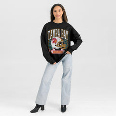 Tampa Bay Buccaneers Gameday Couture Women's Oversized Victory Lane Black Label Premium Fleece Sweatshirt | NFL Hot
