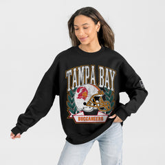Tampa Bay Buccaneers Gameday Couture Women's Oversized Victory Lane Black Label Premium Fleece Sweatshirt | NFL Hot