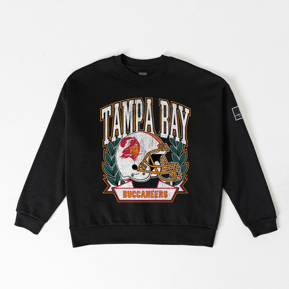 Tampa Bay Buccaneers Gameday Couture Women's Oversized Victory Lane Black Label Premium Fleece Sweatshirt | NFL Hot